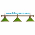 Lámpara billar 3 tulipas verde metal 165cm
