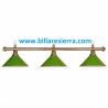 Lámpara billar 3 tulipas verde metal 165cm