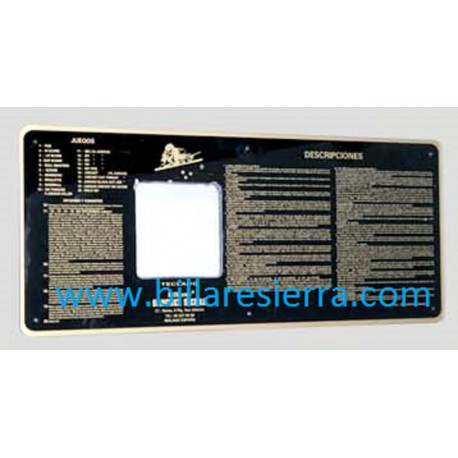 Plástico serigrafía teclado diana Sierra II y III