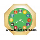 Reloj de pared billar en madera