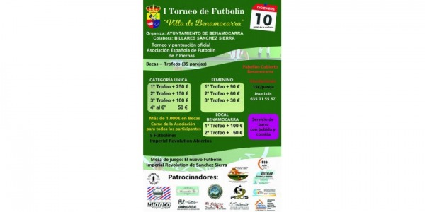 I TORNEO DE FUTBOLIN VILLA DE BENAMOCARRA